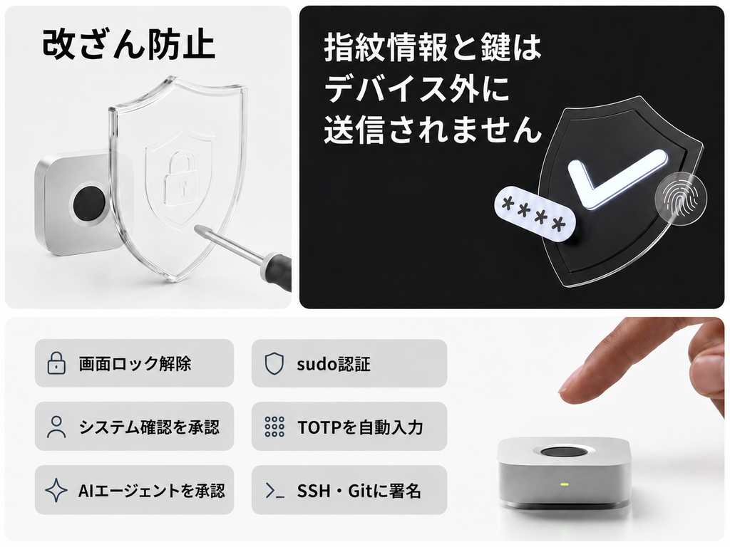 immurok1台を2台のPCに登録して指紋で切り替える様子